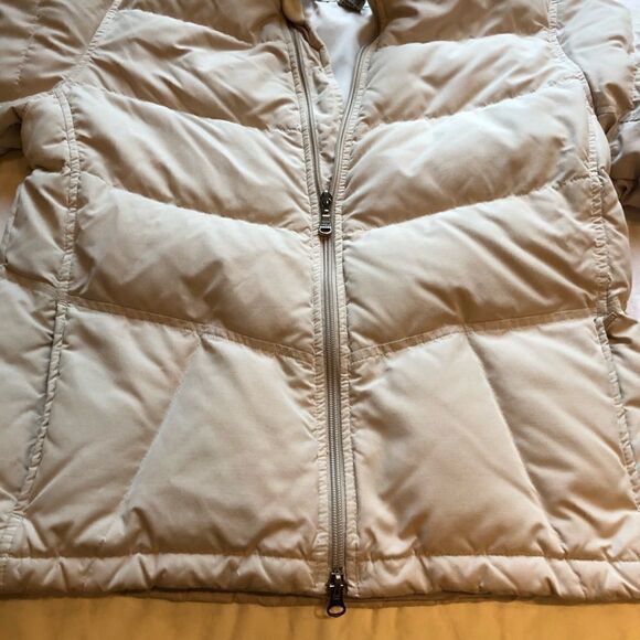 Eddie Bauer down Coat Cream Medium full zip,  2 front zip pockets - Picture 4 of 10